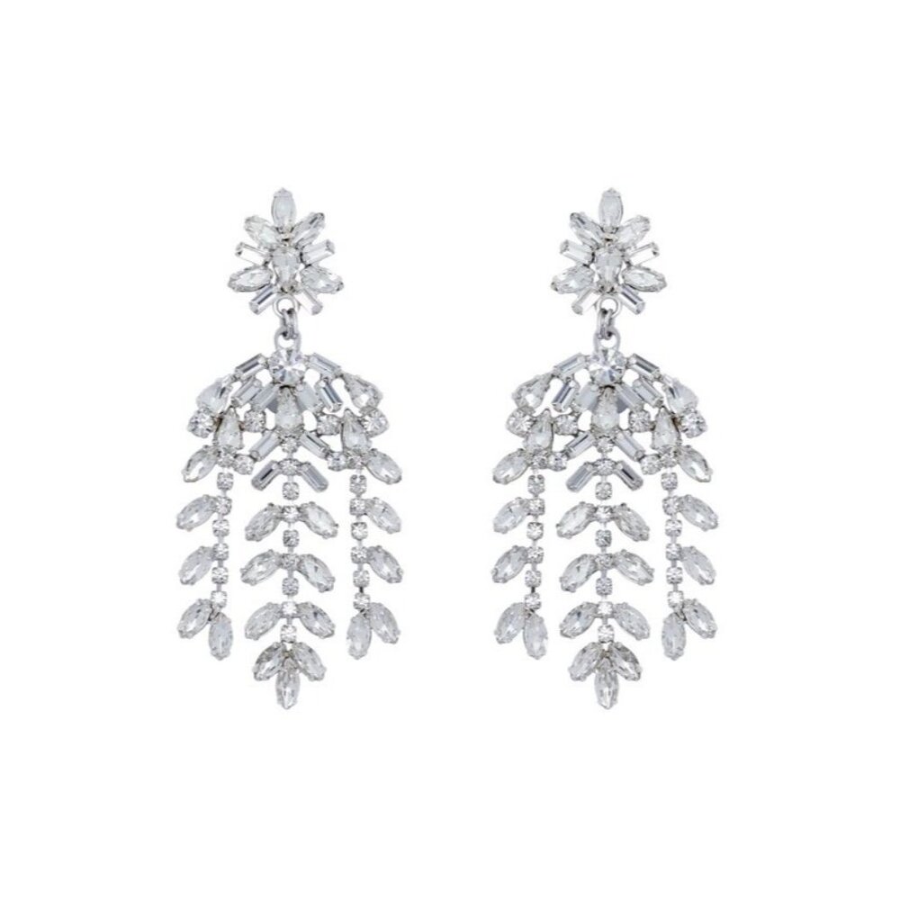 Loren Hope Elena Statement Earrings Crystal Gold Tone NEW